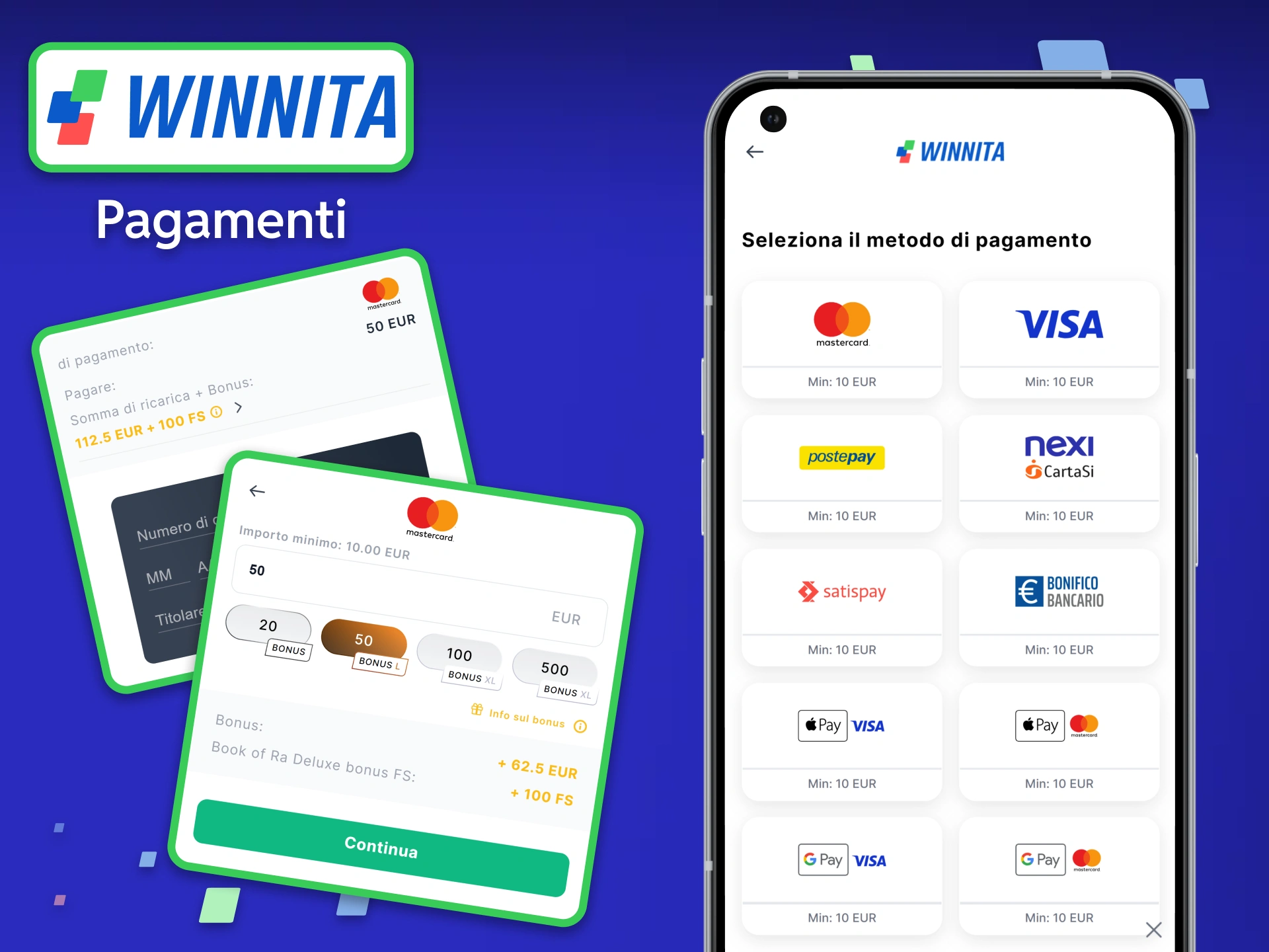 Scopri l'elenco completo dei metodi di pagamento nell'app Winnita.