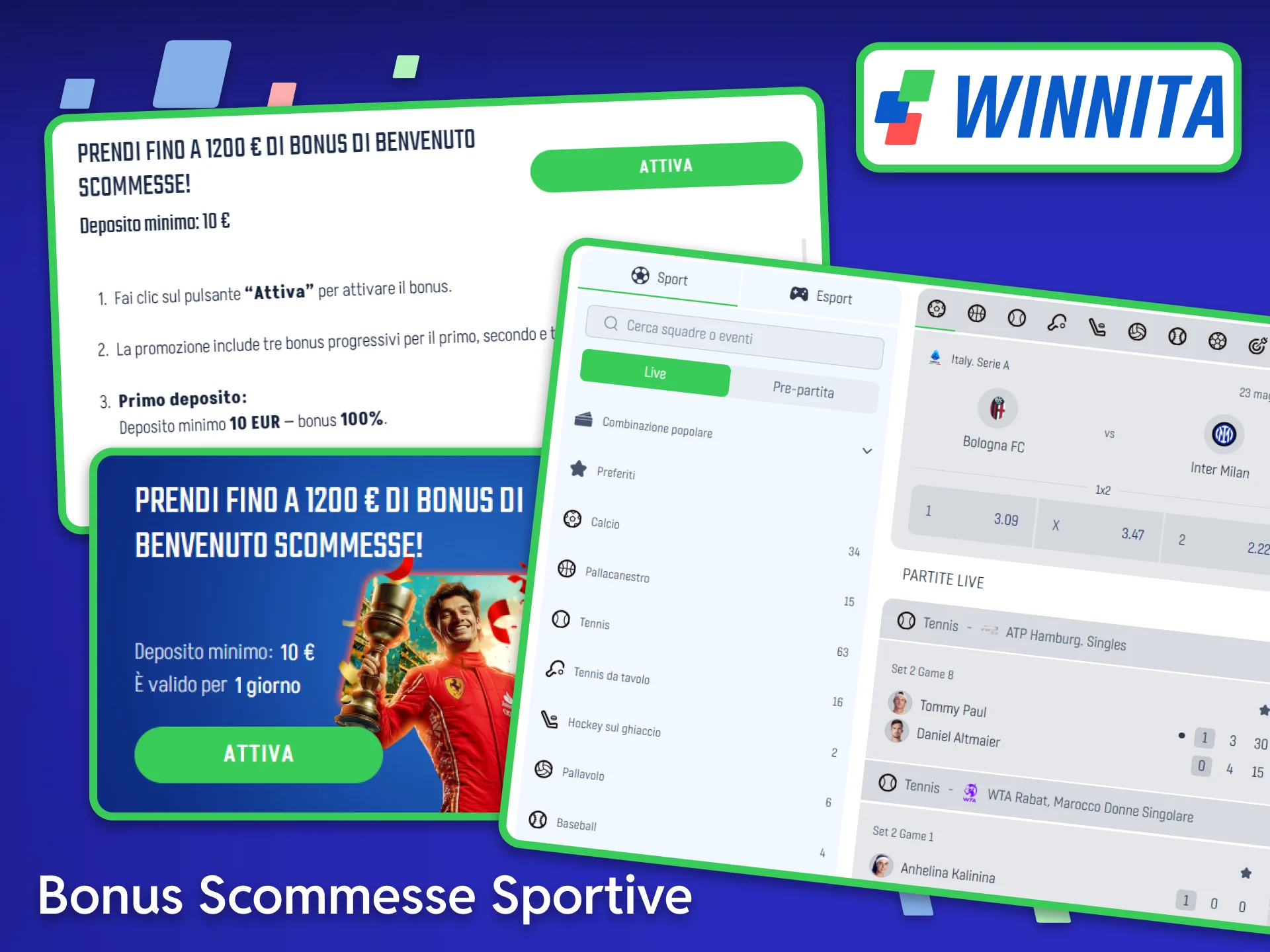 Se ami il calcio e le grandi competizioni, incrementa le tue vincite con il bonus scommesse sportive di Winnita.