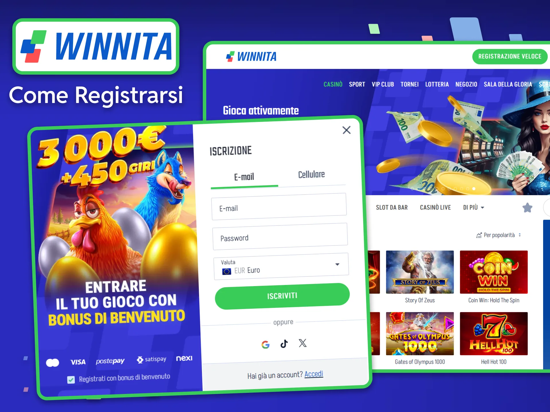 Scopri come registrarti su Winnita e creare il tuo account di gioco in meno di due minuti.