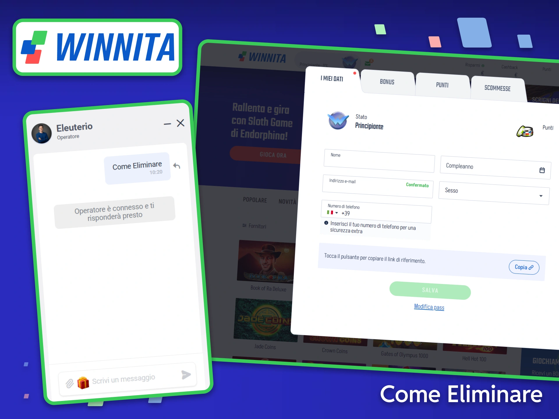 Scopri le politiche di gioco responsabile e la procedura corretta per eliminare definitivamente il tuo account Winnita.
