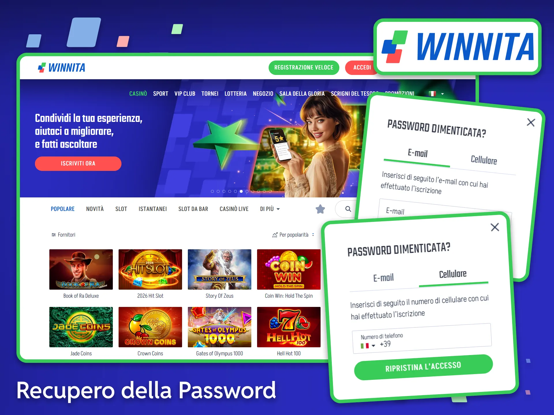 Utilizza gli strumenti di recupero della password dell'account se hai perso o dimenticato le tue chiavi di accesso a Winnita.