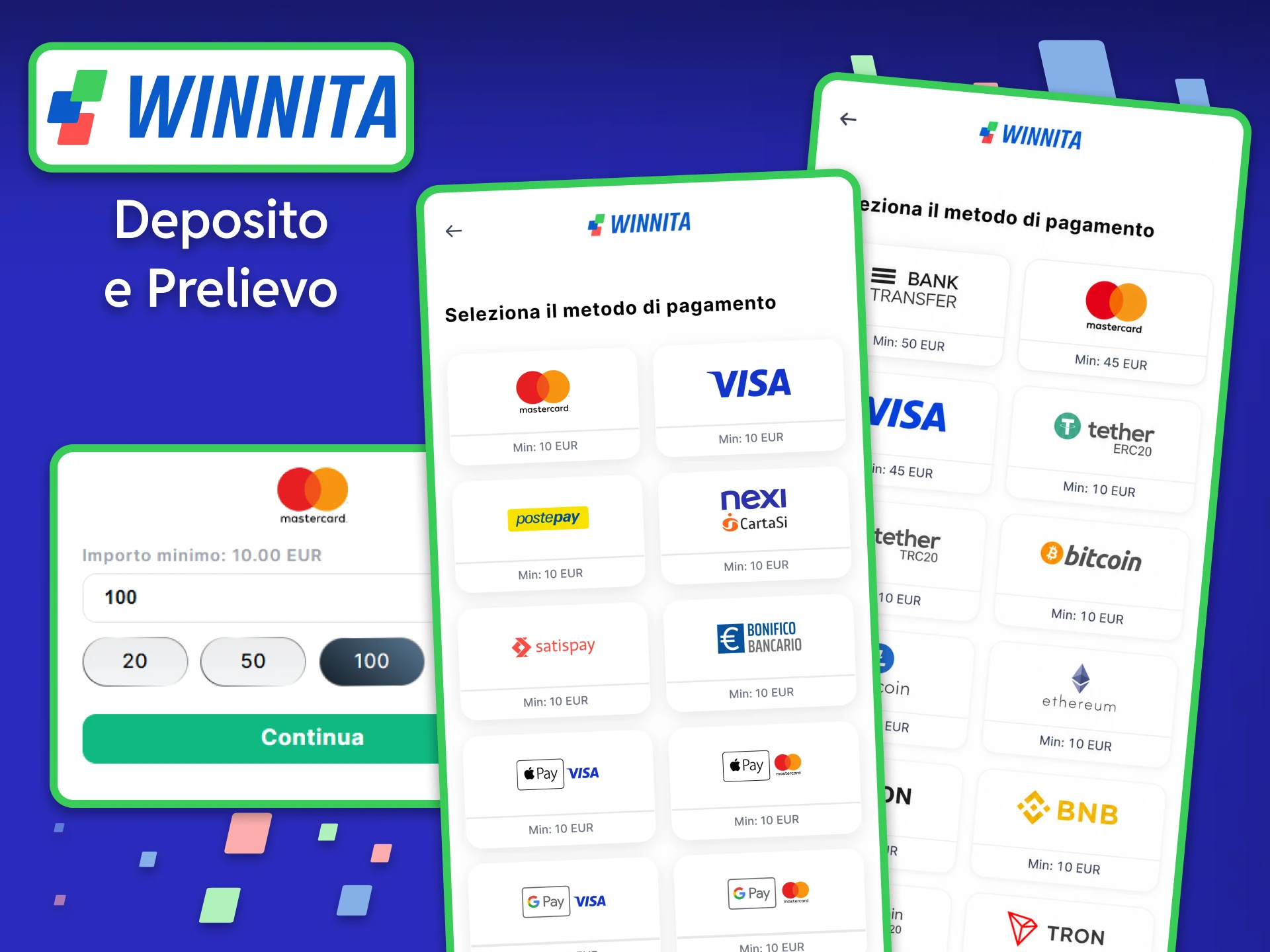 Gestisci i tuoi guadagni in modo sicuro scegliendo i metodi di deposito e prelievo su Winnita.