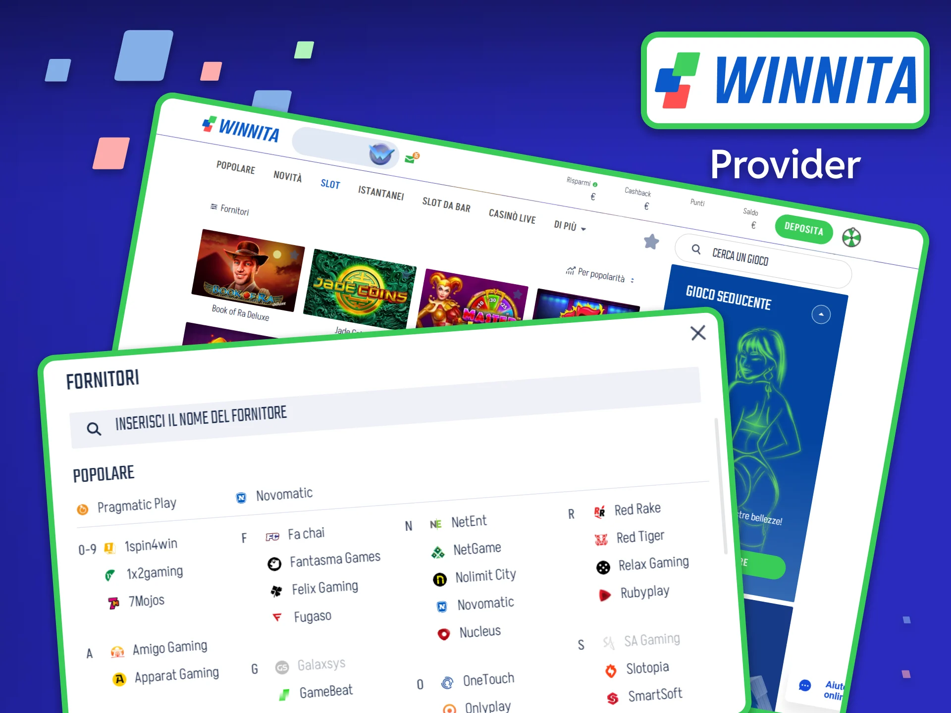 Scopri l'elenco dei fornitori globali di iGaming su Winnita, come Pragmatic Play ed Evolution.